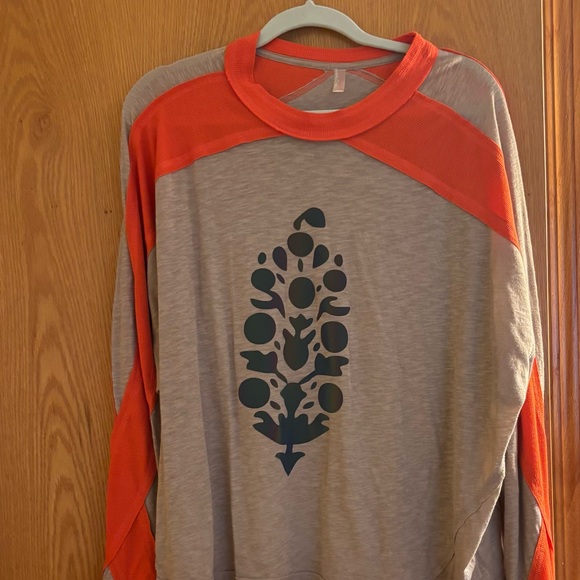FP Movement Orange and Gray Crew Neck Shirt - Picture 1 of 3